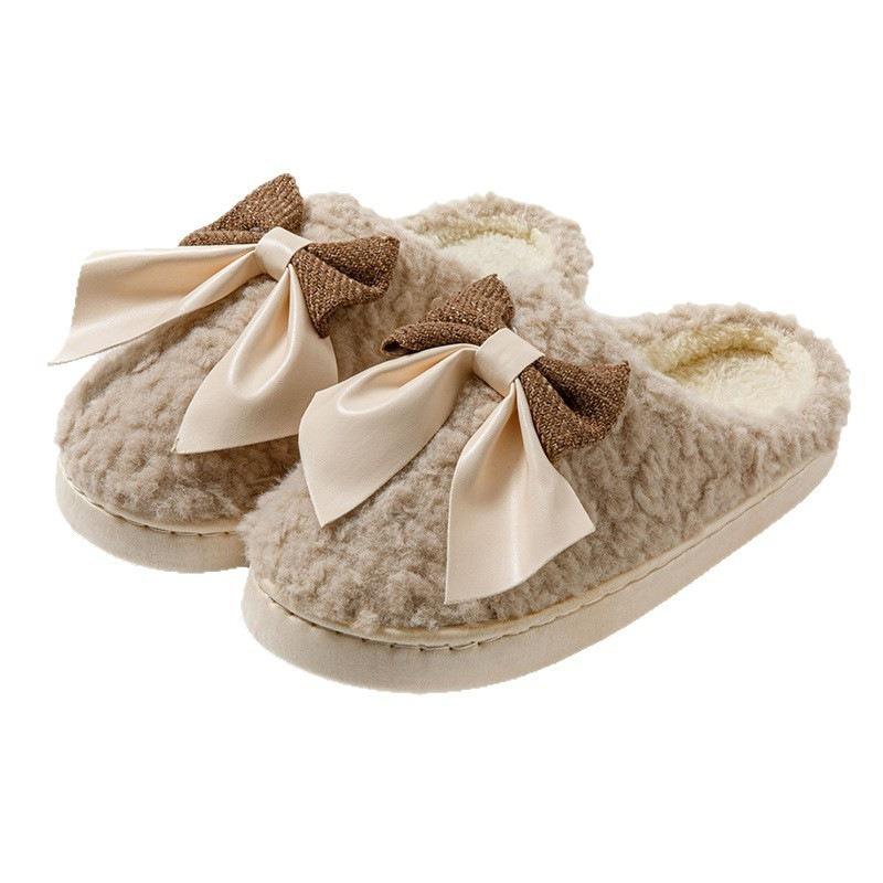 Autumn and winter thickened non-slip warm cotton slippers men's home indoor plush couple household bag head plush drag women's models