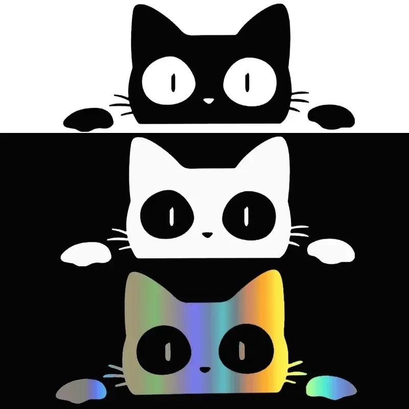 14x6cm Peeking Cat Cartoon Kitty Car Sticker Auto Body Bumper Windows Motorcycle Laptop Walls Vinyl Film Decal Car Accessories
