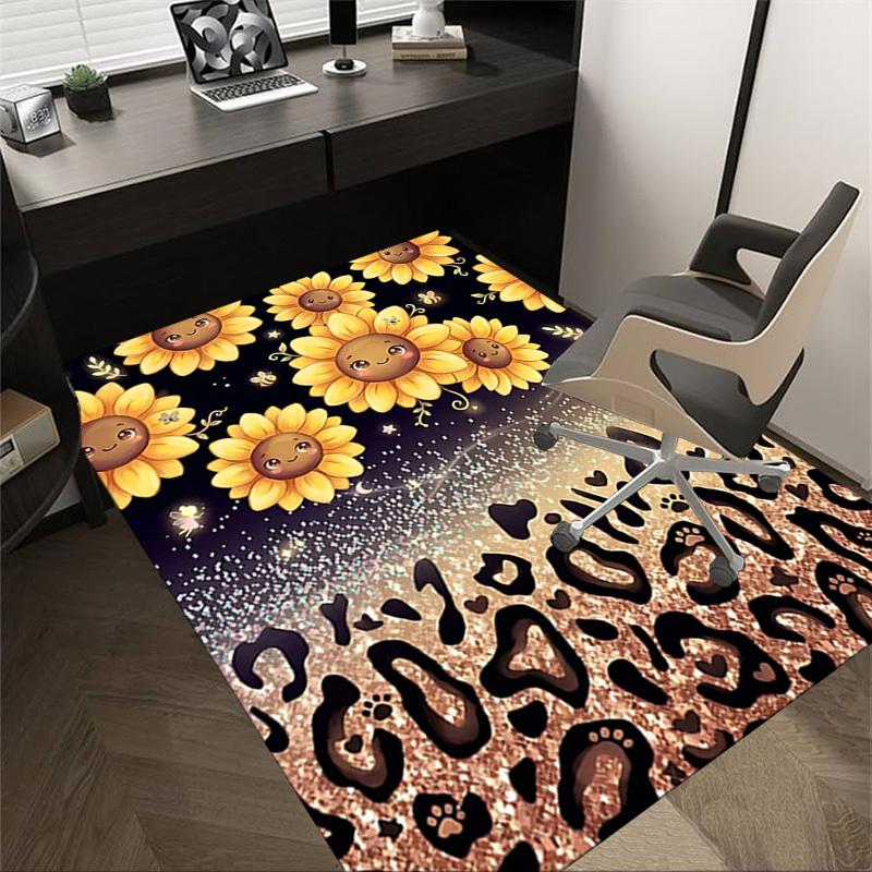 1PC Sunflower Leopard Non-Slip Floor Carpet Compatible for Office&Living Room&Bedroom&Dining room -  Soft & Pattern-G0327