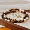 Vintage High Quality Natural Freshwater Pearl Natural Tiger'S Eye Stone Clavicle Chain Maillard Style Necklace