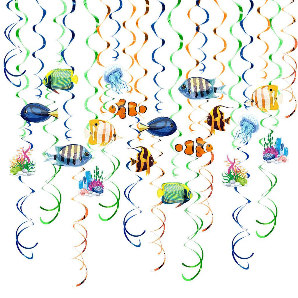 Lebhafte Meereshänger Partydekorationen Spiralförmiger Fischanhänger Hängende Wirbel Elegante Deckenhänger Girlanden Ornament