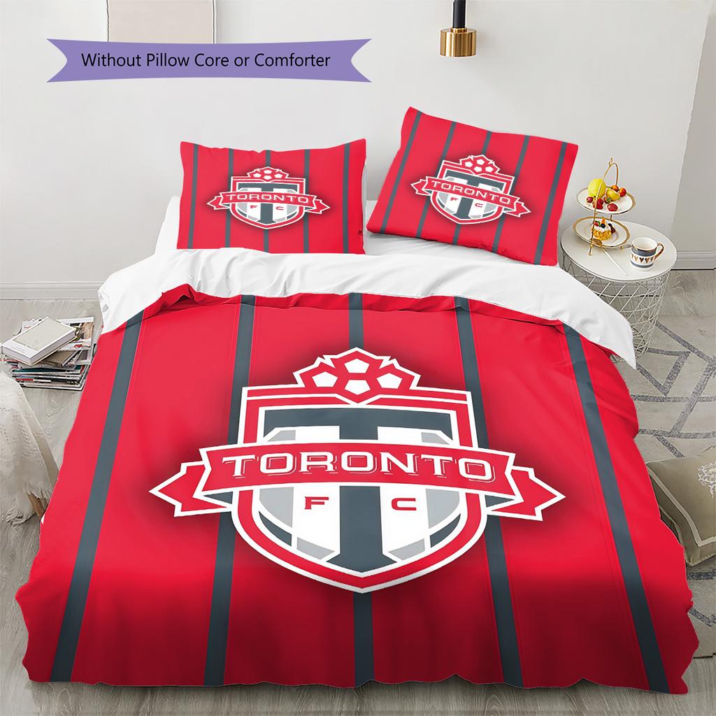 Toronto Football Club Pattern Bedding Quilt Set Home Decoration Gift (1 * duvet cover + 2 * pillowcase without core)