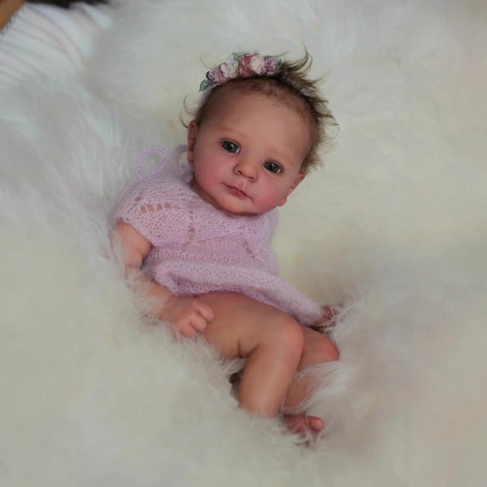 Păpuși drăguțe pentru copii renăscuți de 18 inch Felicia Pânză moale, dulci, nou-născuți, păpuși, din viața reală, făcute manual, cu păr înrădăcinat, pentru copii, colecționar de jucării