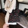 Spring and summer new mesh cherry floral large-capacity shoulder bag fairy wind chiffon lotus leaf edge portable tote bag