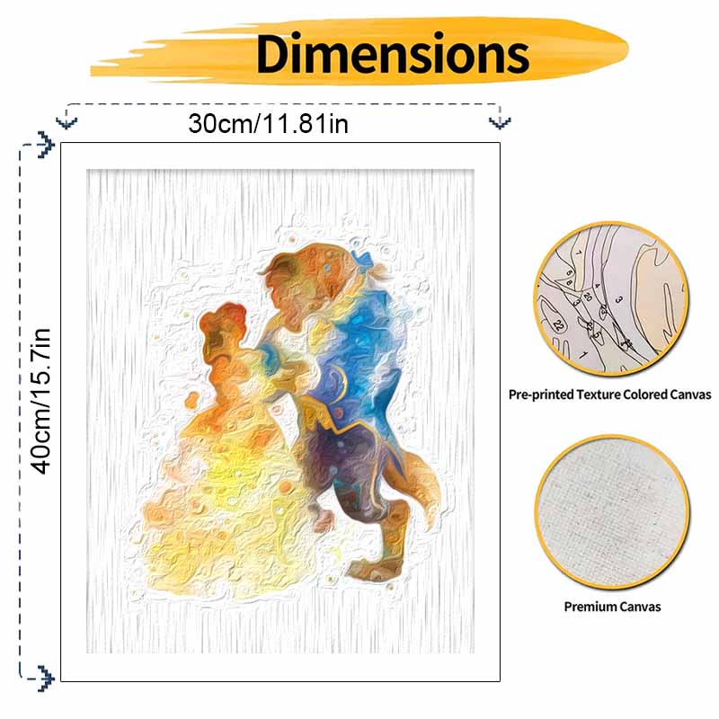 Disney Beauty Beast oil paint by numbers painting kit handmade diy home decor gifts art watercolor romantic wall bedroom craft set