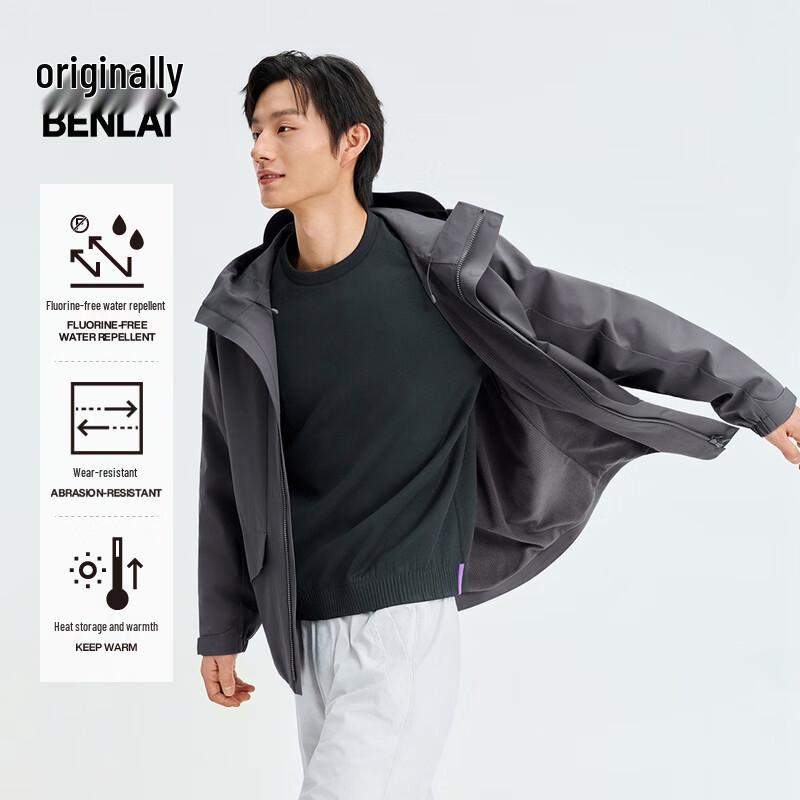 

Мужская водоотталкивающая ветрозащитная теплая куртка с капюшоном BENLAI XL