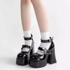 Cool Sweet Women's Punk Style High Heels Shoes Waterproof Platform Unique Gothic Mary Janes Customizable Round Toe Rubber Sole