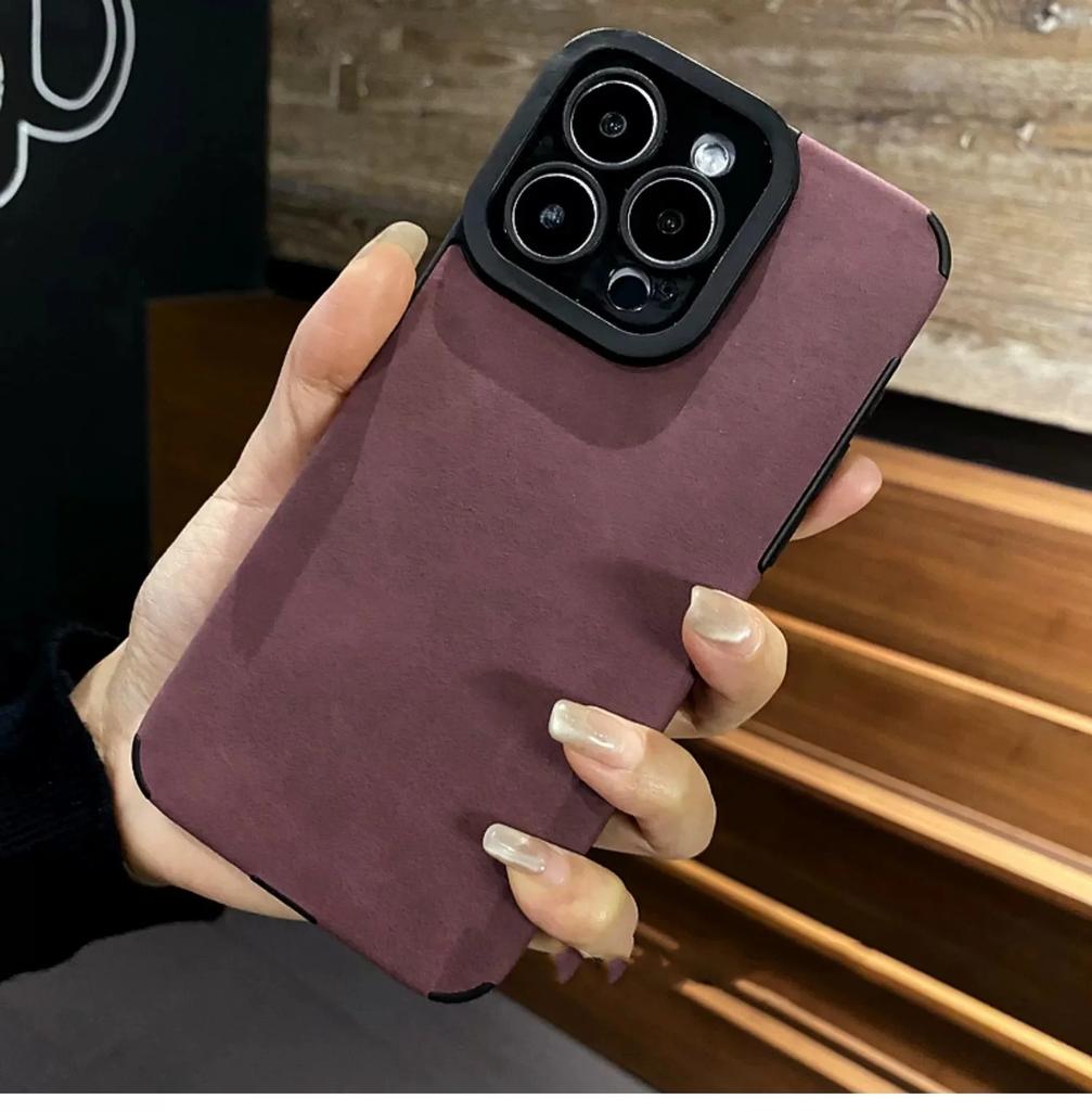 Luxury Matte Soft Leather Phone Case For iPhone 16 15 14 Plus 13 12 11 Pro Max  17Air Lens Protection Shockproof Silicone Cover