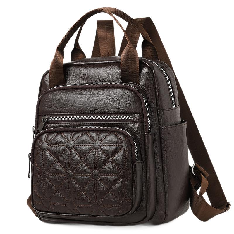 Modische Doppelschultertasche - Damen Casual Große Kapazität Mehrere Reißverschlüsse Mehrzwecktasche - Damenhandtasche