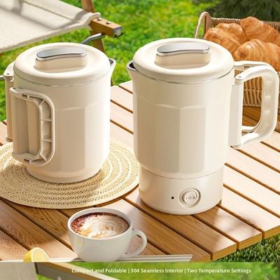 Upgraded New 800ml Electric Kettle Portable Foldable Mini Kettle Detachable 304 Stainless Steel Small Heater Outdoor