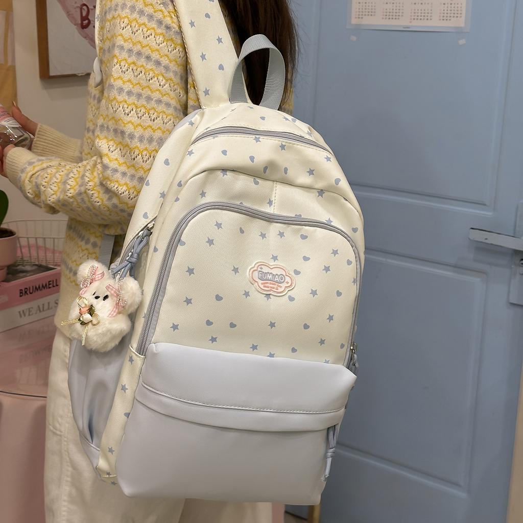 Schoolbag New High-value Japanese Schoolbag Ins Niche Sweet and Cute Star Backpack Junior High School Students Lightweight Backpack