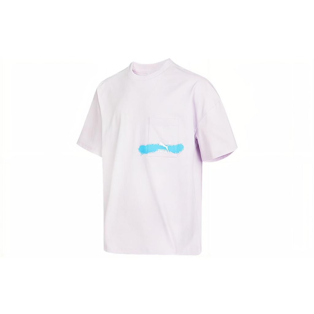 PUMA Solid Color Sports Loose Breathable Round Neck Short Sleeve T-Shirt Men Tops Pink 536087-17