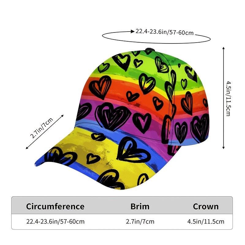 

Rainbow Hearts Harmony Print Classic Baseball Cap Casual Adjustable Duckbill Hat Lightweight and Comfortable Ideal One Size
