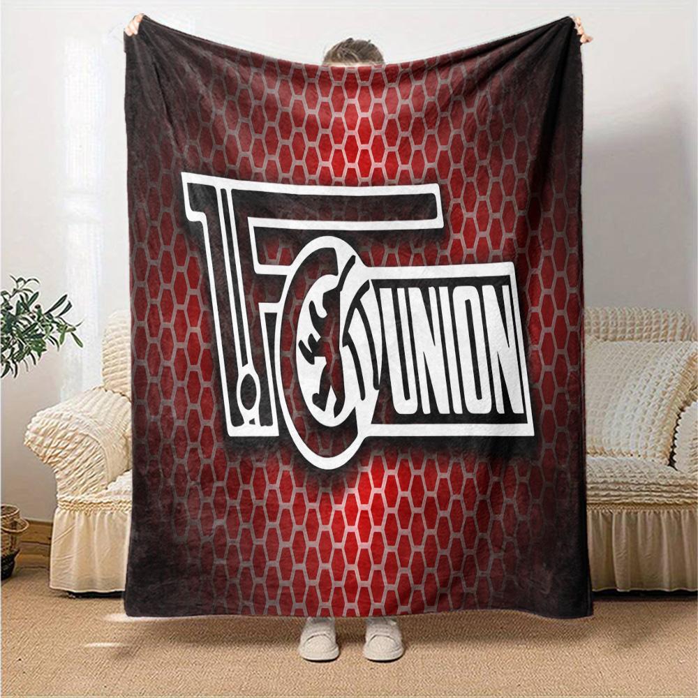 Fußball-Verbands-Emblem Flanelldecke, Weiches Polyester, Modernes Design, Ganzjahresnutzung für Camping, Reisen, Geschenke für Feiertage oder Geburtstage