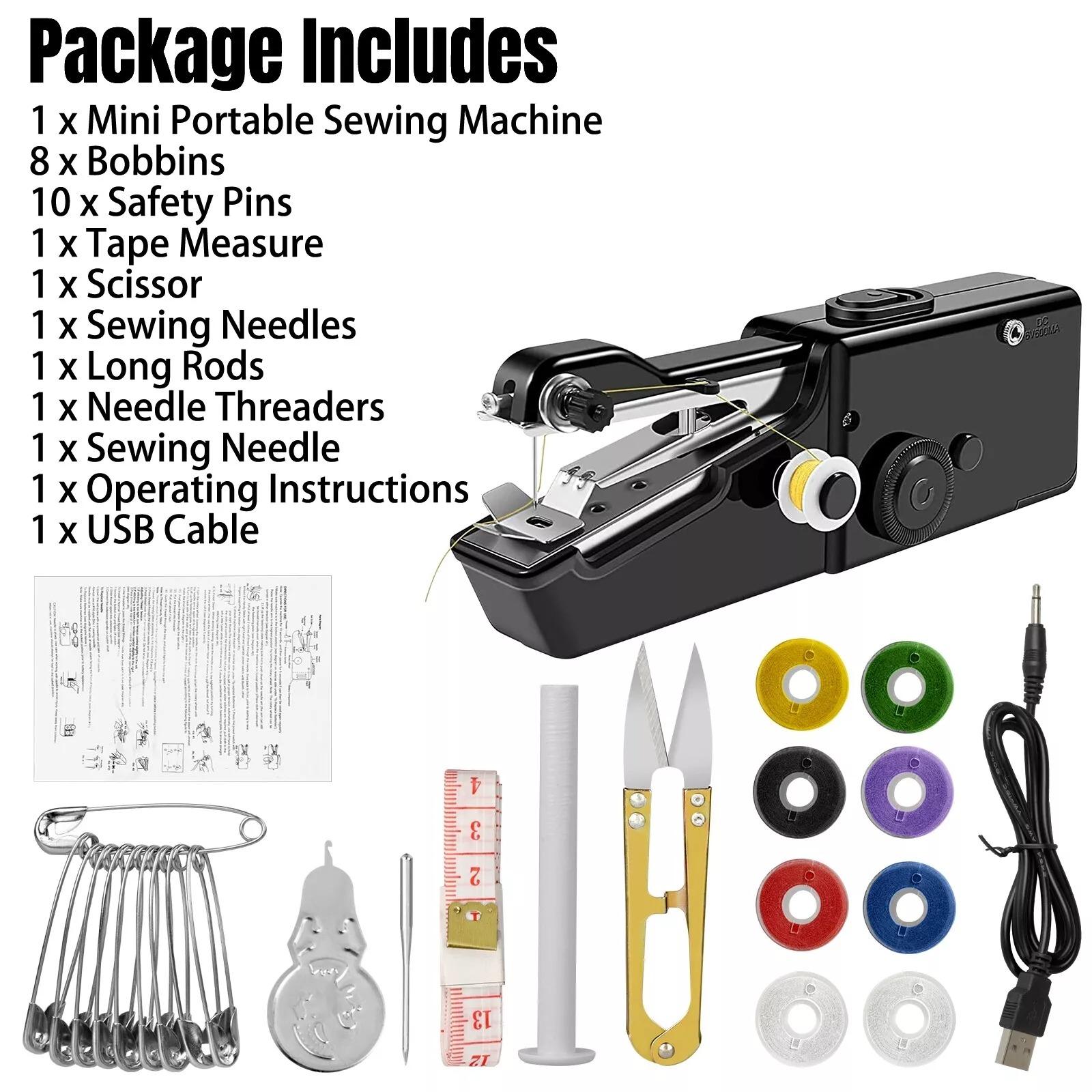 

Ручная швейная машинка, мини-портативная электрическая швейная машинка для начинающих, для самостоятельного ремонта дома и путешествий, удобный инструмент для быстрого ремонта стежков чёрный