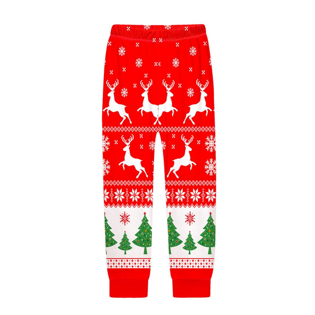Kids Boys Girls Cartoon Santa Claus Christmas Tree Elk Print Long Sleeves T-Shirt Top Pants Trousers Clothes Set