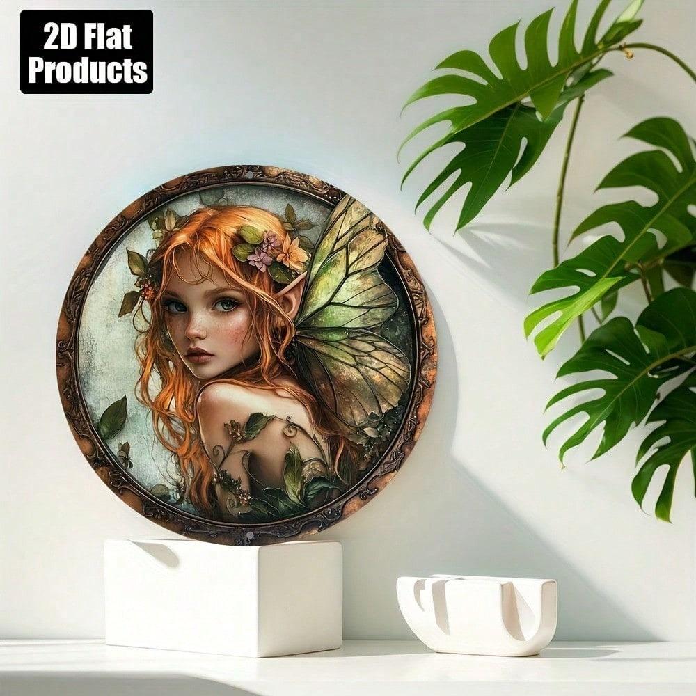 Vintage Butterfly Metal Wall Art Sign Round Aluminum Decor for Home Bar Kitchen Office