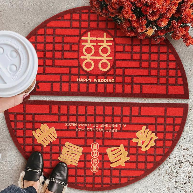 Household Entrance, Entrance And Exit, Safe Foot Mats, Festive New Chinese-Style Semicircular Non-Slip Water-Absorbing And Easy-To-Dry Carpet Can Be
