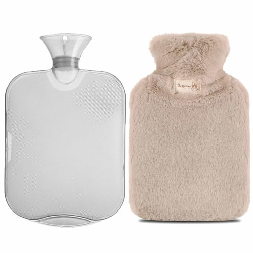 Gsogcax 2L Capacity Water-Refillable Eco-Friendly Hot Water Bottle with Soft and Warm Cover, Fluffy and Warm, Perfect for Birthdays and Christmas Gift