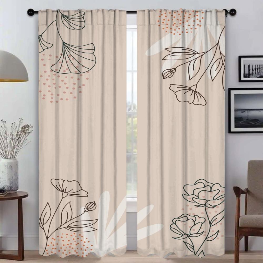 Schlichter Stil Pflanzen Verdunkelungsvorhang für Zimmer 2 Paneele Moderne Wohnzimmergardinen Raumteiler Halloween Dekoration Jalousien Küche