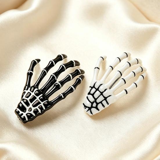 Xiaobudian 2Pcs Gothic Dark Style Hairpins, Hair Pins for Bangs, Skeleton Hand Bone Clips Halloween Cosplay Photography Props