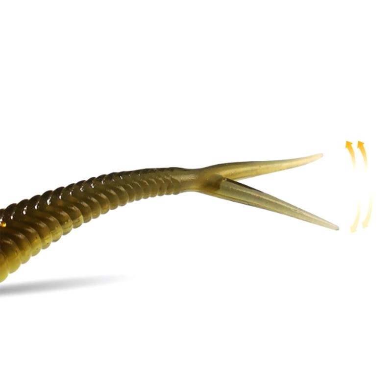 60Pcs Fish Lures Soft Artificial Lures for Fishing Ribbon Lures Soft Colorful Fork Tail Swimbaits with Crank Hook