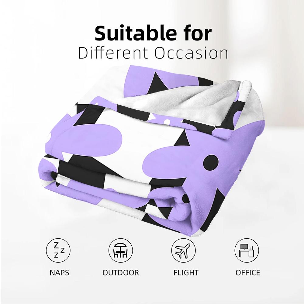 Checkerboard Lavender Simple Flower Anime Cartoon Flannel Blanket Soft Warm Throw for Bedroom Sofa Car Kids Holiday Gift