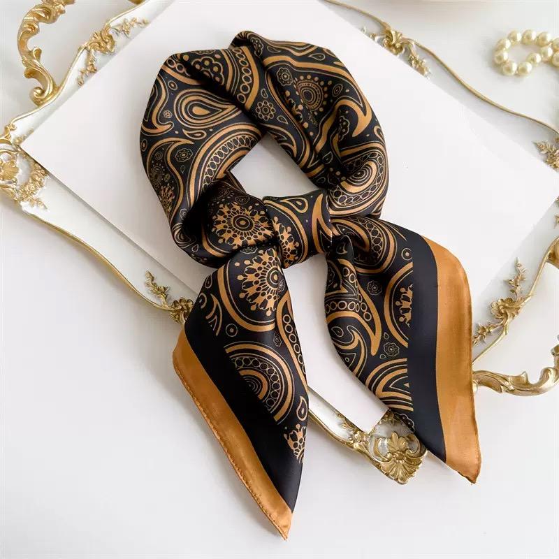 New luxury leopard print small square scarf imitation silk headscarf spring thin printed neck wrap scarf for women