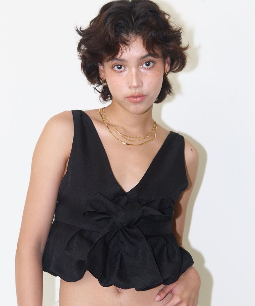 SHHSTUDIO Balloon Ribbon Blouse_Black