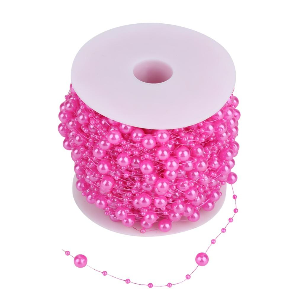 60m Roll Pearl Wire Beads 3mm+8mm Plastic Beads Pearl Garland String Pearl Bead String Christmas Tree Decoration