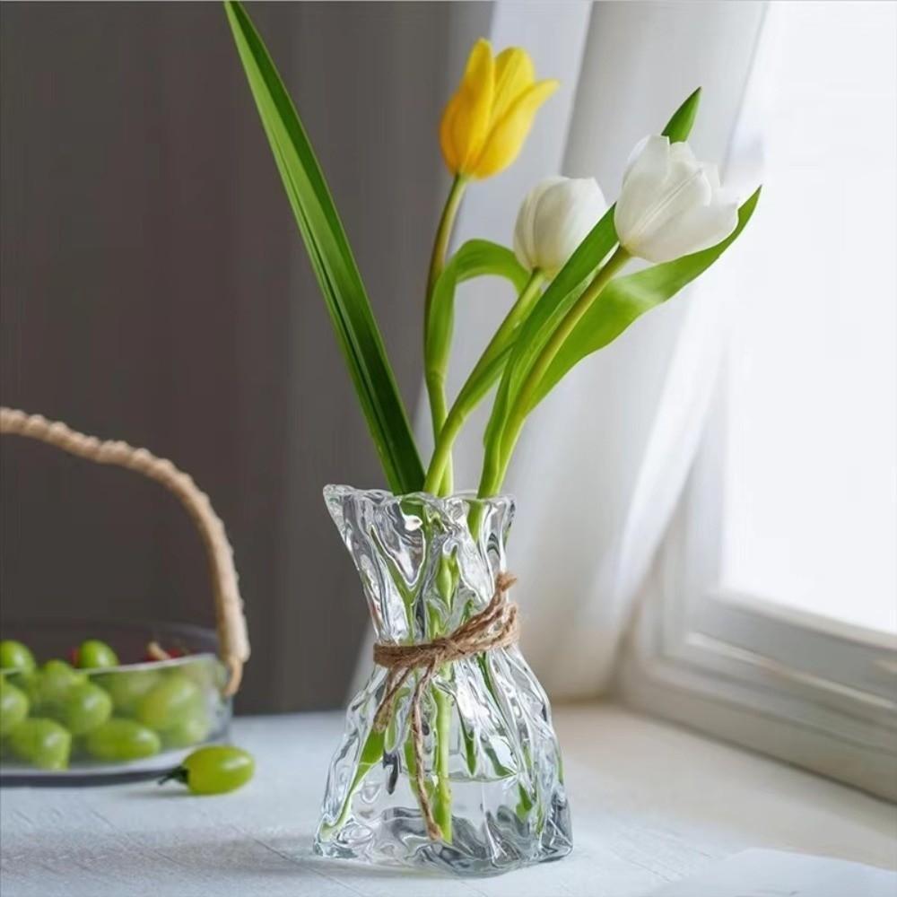 Transparent Origami Glass Vase Minimalist Art Flower Vase Modern Tabletop Vase Homestay Decoration