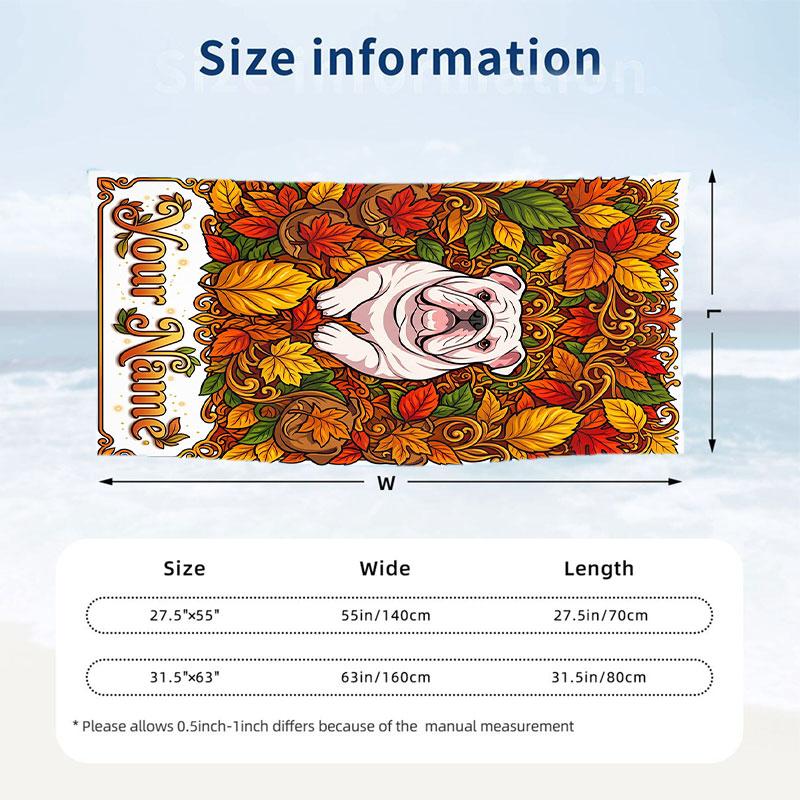 Dog Theme Beach Towel Personalized Custom Name & Text Soft Quick Dry Beach Towel for Swimming Travel