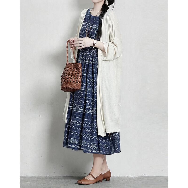 Women's Elegant Ethnic Print Sleeveless Summer Dress