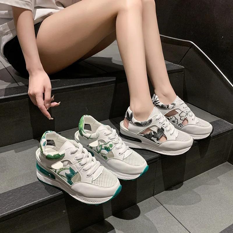 Women's Sandals Summer Breathable Mesh Shoes Fashion Laced Platform Sandal Outdoor Casual Sport Sandals for Women Wedges Sandals
