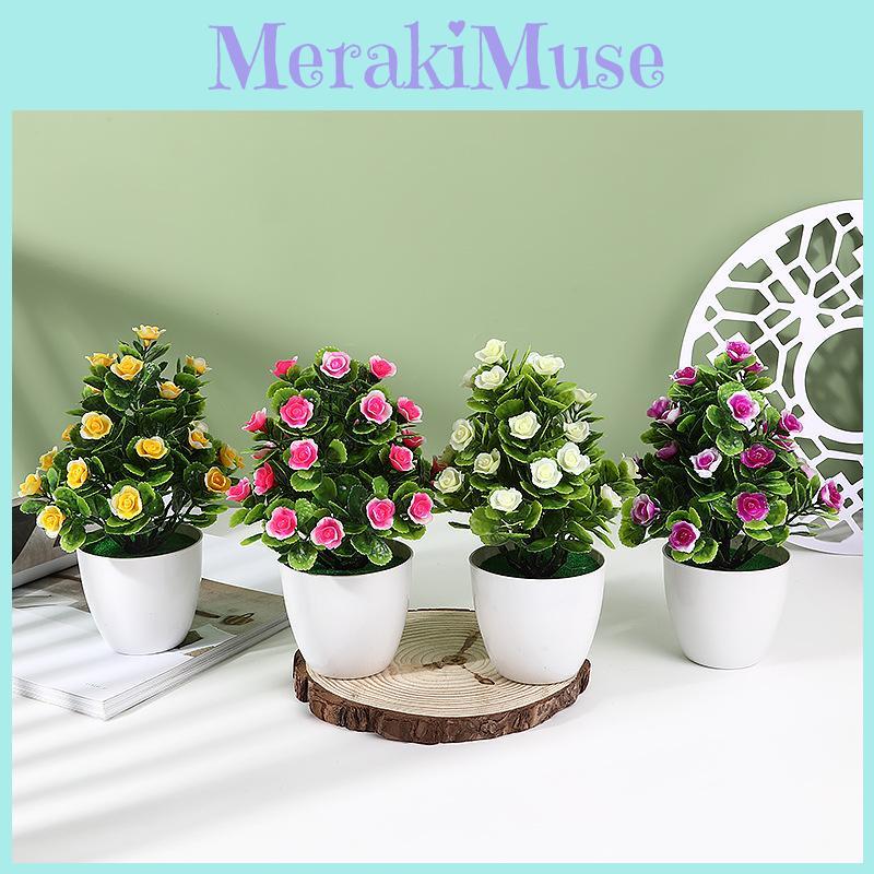 Hibiscus Flower Simulation 25pcs Round Small Potted Plants For Coffee Table Decoration And Photography