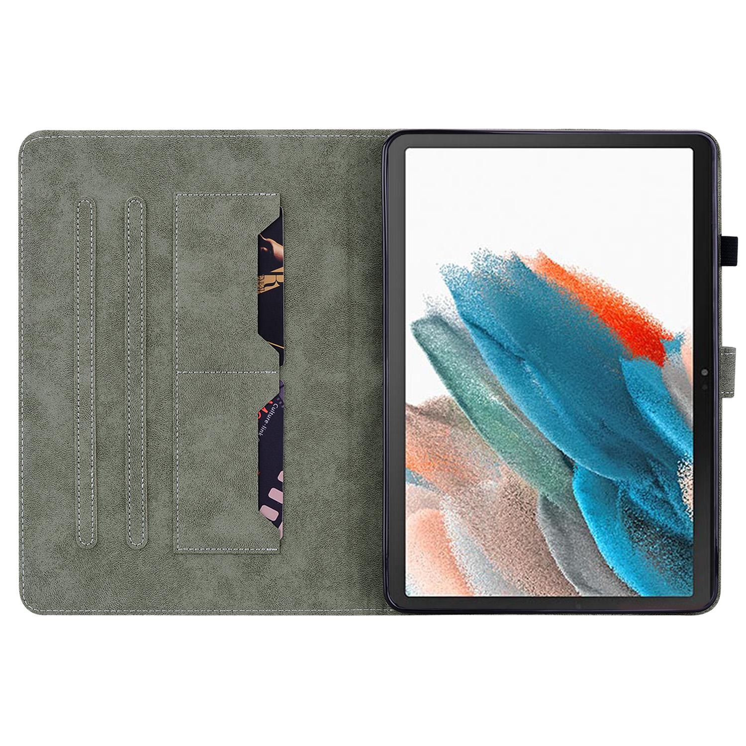

For Samsung Galaxy Tab A9 Leather Cover Cute Tiger Imprint Adjustable Stand Tablet Case Red