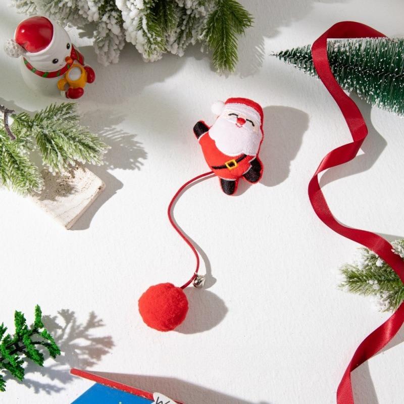 

Pet Toy Cat Bell Creative Gift Christmas Elements Teasing Cat Stick Pet Toys Santa Claus Elk Snowflakes Chew-resistant Pet Toys