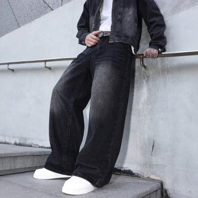 Vintage Spodnie Jeansowe Luźne Proste Spodnie Mężczyźni Kobiety Wysoki Stan Casualowe Spodnie Denimowe