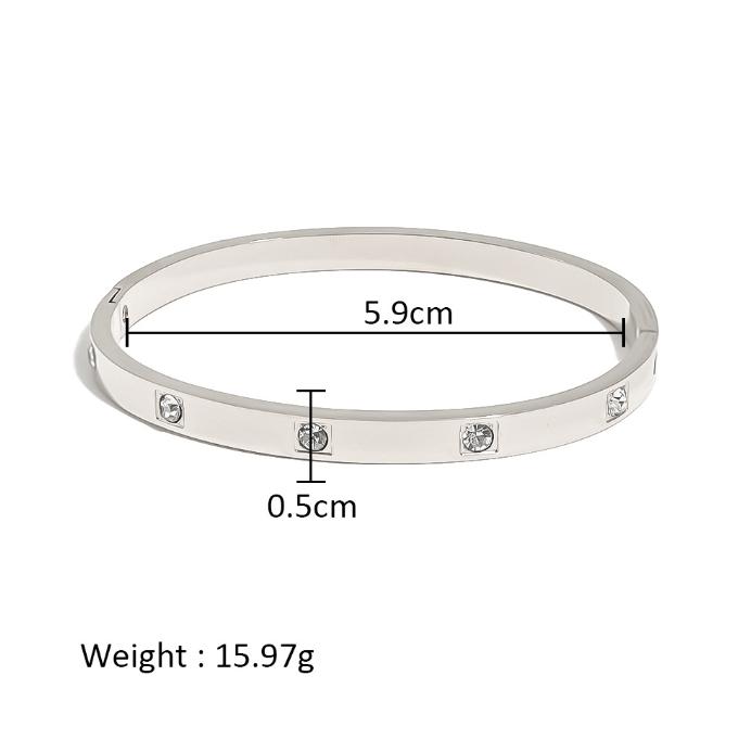 18K Gold Plated Polished No Tarnish Zircon Rhinestone Metal Bangles Bracelet Women Waterproof Stainless Steel Twist Open Bangle