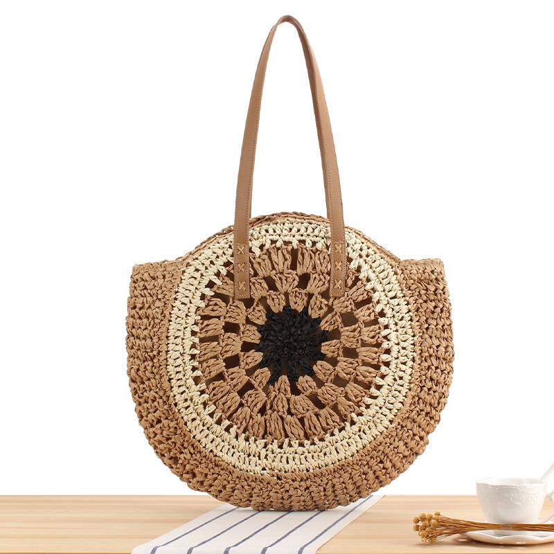 New Arrival Trendy Round Minimalist Chic Paper Rope Woven Intricate Cutout Handmade Summer Beach Vacation Stylish Women's Purse