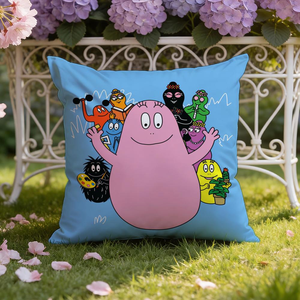 Cartoon Cute B-Barbapapas Cushion Cover Home & Car Dual-Scene Pillow Cover: Reversible for Premium Comfort