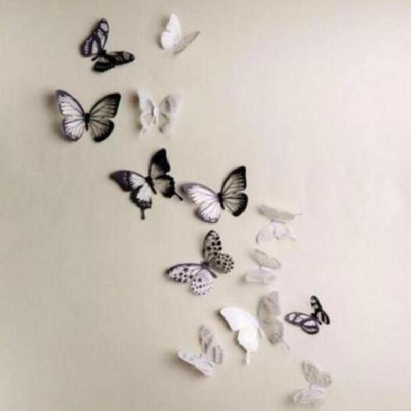 18ks/set DIY 3D samolepky na zeď s motýly Art Decal PVC Butterflies Home Decor