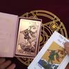 Hexagram Gold Foil Tarot Cards with Rose Pattern, 78 Cards Rider Tarot Deck 12*7cm, with Paper Instruction Guide