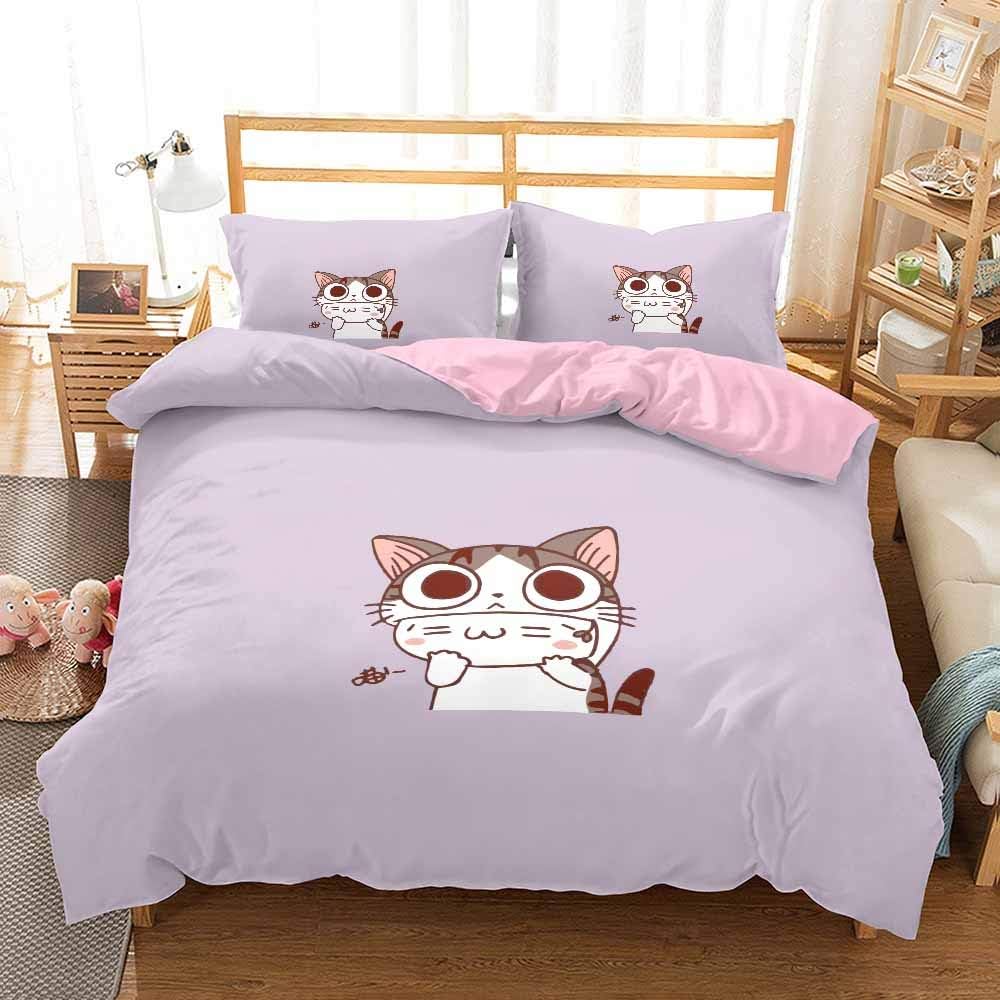Chi'S Sweet Home Cat Duvet Cover Set , Girl Cute Cat Duvet Cover Bedding Set Comforter Cover For Boys Girls Children Teens Room