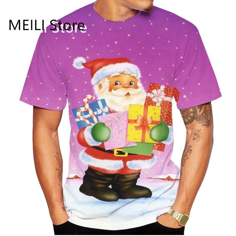 Christmas Men's T-Shirt 3D Print Casual Cartoon Short Sleeve Tee Shirts Fashion Tops Crew Neck Pullover Male Oversized Clothing