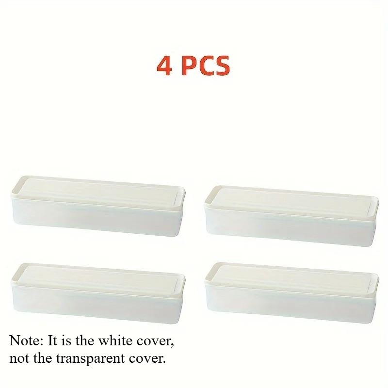 

4Pcs Long Rectangular Food Storage Containers, Plastic Reusable Refrigerator Organizer Boxes Kitchen Accessories