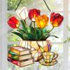 Tulip And Book Sun Catcher Suncatcher Window Hanging Acrylic Flower Decoration for Home Living Room Bedroom