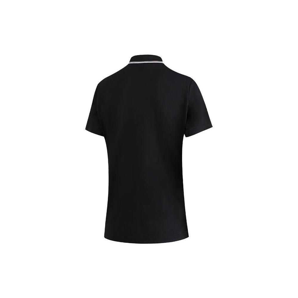 Li Ning Plain Color Polo Shirt Women Tops Black APLT080-5