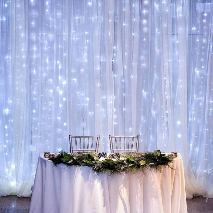 Rideau lumineux LED blanc 3x3 m, 300 LED, 8 modes, télécommande, IP44, transformateur GS