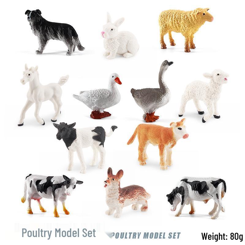 Cross-border Farm Animal Models: Children's Cognitive Toys - Chicken, Duck, Goose, Cow, Sheep, Pig, Horse, Donkey, Cat & Dog